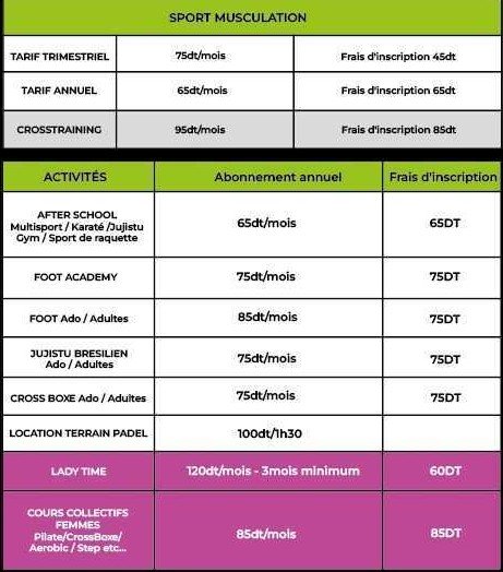 Tarif Bourgo Arena